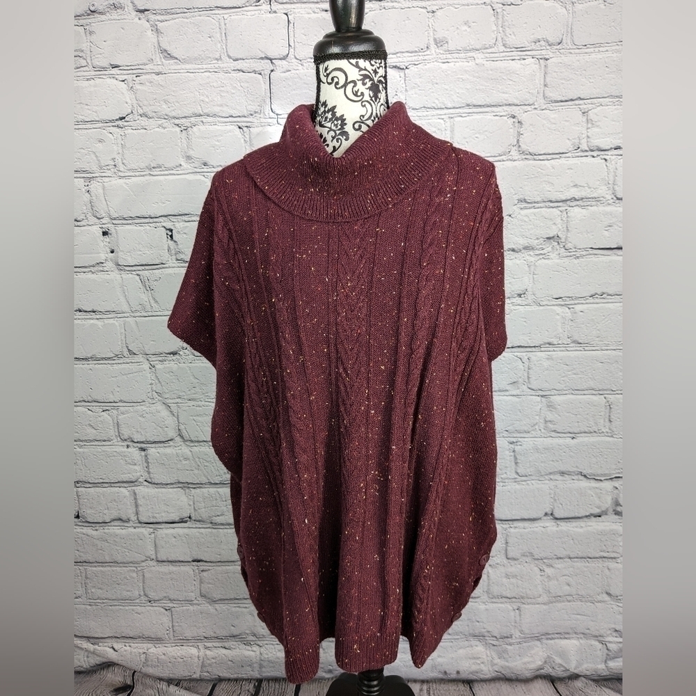 Talbots womens size s/m side button turtle neck sweater stretch knit popover b8